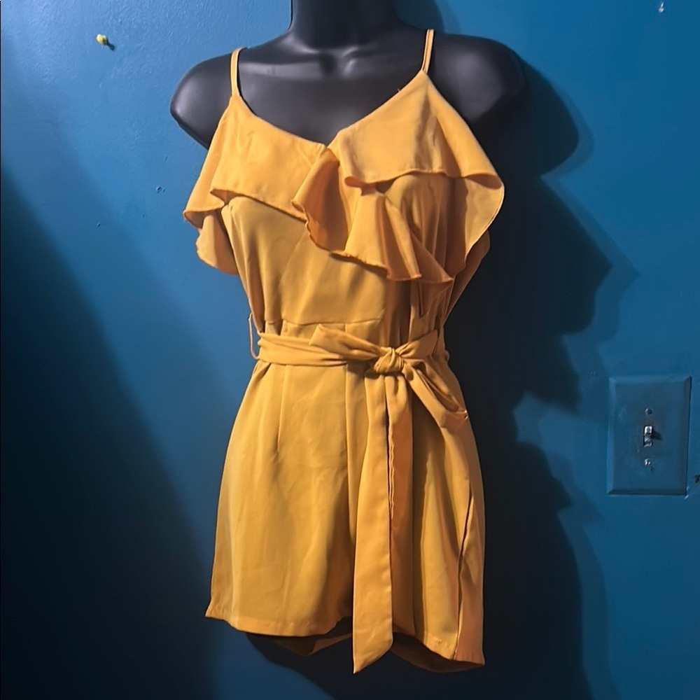 Shein Yellow Romper with Ruffle Details